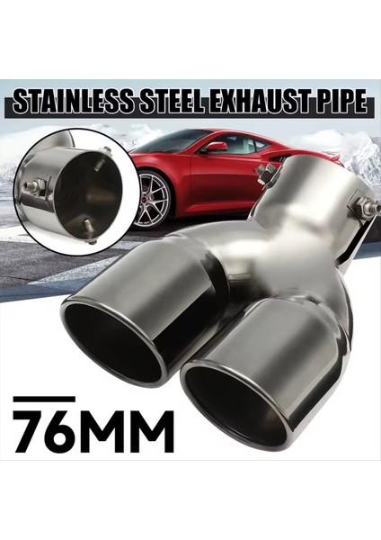 Evrensel 76MM Paslanmaz Çelik Araç Egzoz Muffler Uç Y Yap Tipi Çift Oldu Aracı Kayak Kromu Yuvarlak Egzoz Borusu (Yurt Dışından) fiyatları