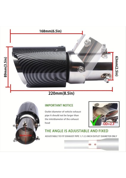 Araba Modifikasyonu Karbon Fiber Tail Borusu 63-89MM Paslanmaz Çelik Tail Borusu Ayarlanabilir Dirsek Abs Plastik Kabuk Tail Borusu (Yurt Dışından) fiyatları
