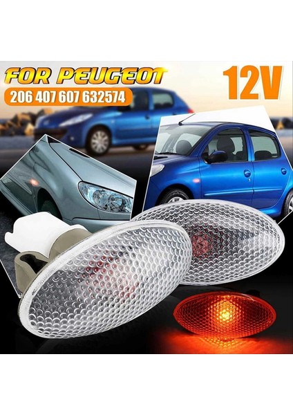 632574 4 x Turn Sinyal Yan Işaretleyici Işık Tekrarlayıcı Lamba Göstergesi Peugeot 206 407 607 (Yurt Dışından) fiyatları