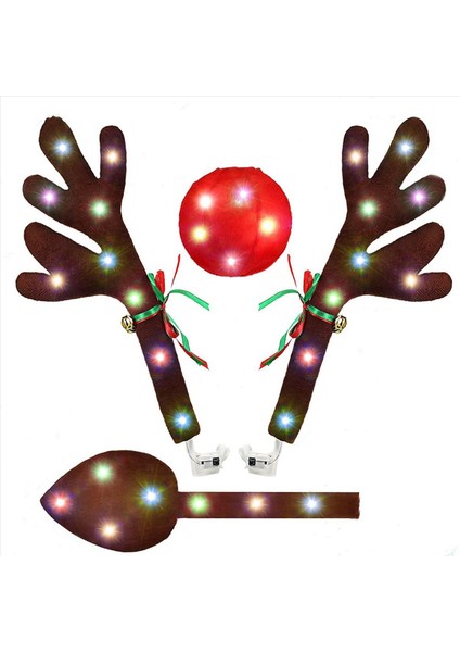 2x Araba Ren Geyiği Boynuzları LED Işıkları Olan Boynuzlu Araba Kiti Ren Geyiği Araba Kiti Boynuzları Burun Kuyruk Araba Için Noel Süsleri (Yurt Dışından) fiyatları