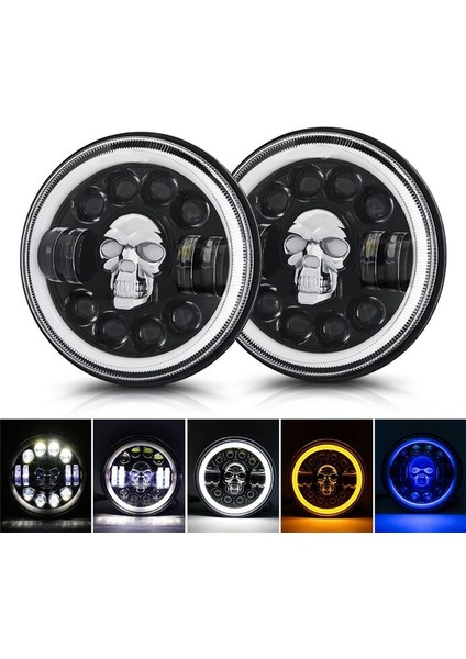 1 Adet Yeni 7inç LED Kafatası Farları Wrangler Off-Road Araç Far Dönüşümleri 60W Kafatası Farları (Yurt Dışından) fiyatları