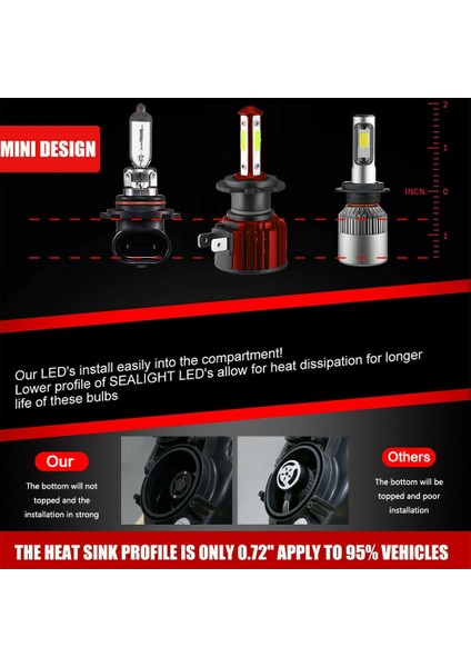 4x 4 Taraflı H7+H7 Combo LED Far Ampul Kiti 8000K Mavi Hı &amp Lo Işın 30000LM (Yurt Dışından) indirimleri
