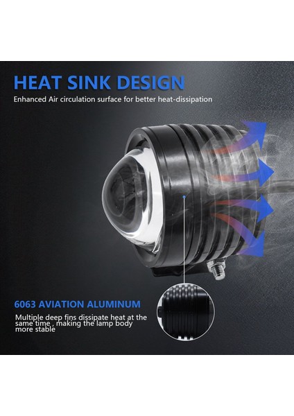 2x 3 Inç Motosiklet Far 30W 6000LM Fisheye LED Motosiklet Işık Far Sürüş Sis Spotları Beyaz+Amber Işık (Yurt Dışından) fırsatları