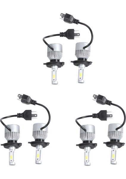 6 x S2 H4 72W 8000LM LED Far Arabası Hı/lo Işın Otomatik Ampuller 6000K Beyaz (Yurt Dışından)