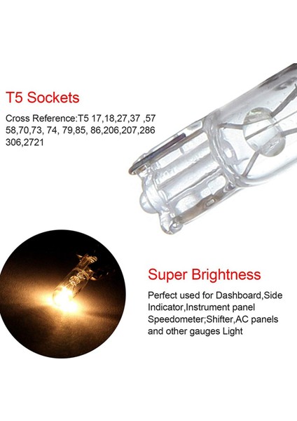 20PCS T5 17 86 206 286 Halojen Ampul Araç Gösterge Paneli Lamba Otomatik Gösterge Tablosu Lambası 1 2W 12V Işık Kaynak Sıcak Beyaz (Yurt Dışından) modelleri