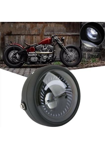 2x Motorcycle Cafe Racer Bobber 6 5 Inç LED Far Spiral Beyaz Yan Montaj Braketi (Yurt Dışından) fırsatları