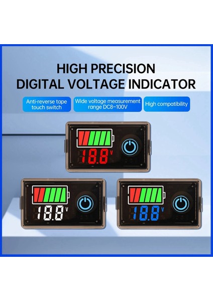 Dc 8-100V Kurşun Asitli Lityum Pil Için Dijital Voltaj Güç Göstergesi 12V/24V/36V/48V Iki Telli Anti Ters Anahtar A (Yurt Dışından) fırsatları
