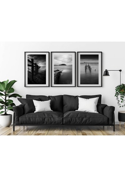 3 Parça Çerçeveli Dekoratif Manzara Ahşap Tablo Seti, Ev Dekoru Bestablo