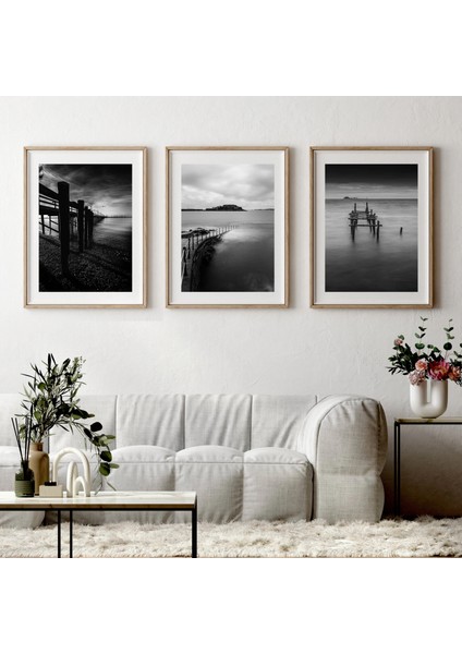 3 Parça Çerçeveli Dekoratif Manzara Ahşap Tablo Seti, Ev Dekoru Bestablo modelleri
