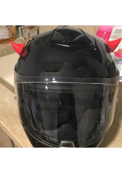 4x Motosiklet Kask Köşe Boynuz Dekorasyon Aksesuarları Dayanıklı Emme Kupası Yumuşak Boynuz Dekorasyon Meapwear Siyah ve Kırmızı (Yurt Dışından) modelleri