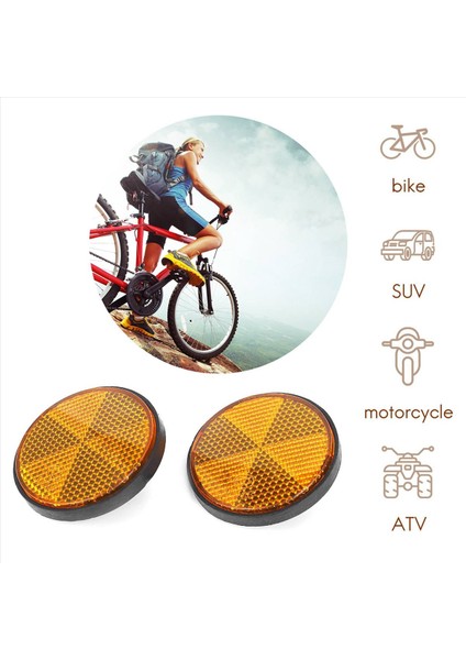 6pcs 2 Inç Yuvarlak Turuncu Reflektör Motosiklet Atv Kir Bisikleti Için Evrensel (Yurt Dışından) fırsatları