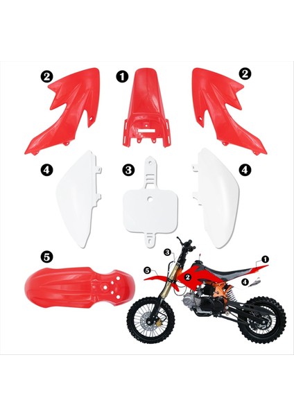 CRF50 Plastik Kiti Çukur Bisiklet Parçaları Fairings Crf 50 Xr 50 Ssr 110 107 125 MX650 MX500 Piranha Baja Kırmızı+Beyaz (Yurt Dışından) fırsatları