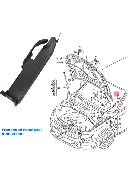 Audi A3 S3 Rs3 2013-2020 Hood Koruyucu Kapak 8V0821169E 8V0 821 169 (Yurt Dışından) indirimleri