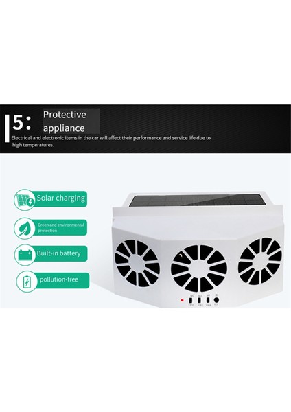 Araba Beyaz Havalandırma Fanı Güneş Şarjı Araç Fan Isıtıcı Fan Araba Penceresi Soğutma Artefakt Araç Egzoz Fanı Soğutma (Yurt Dışından)