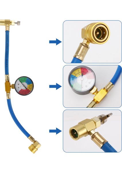 R134A Car Ac Soğutucu Şarj Hortumu Kiti Şarj Hortumu Gösterge ile A/c 1/2 Şarj Ölçüm Kiti Klima Basınç Göstergesi (Yurt Dışından) indirimleri