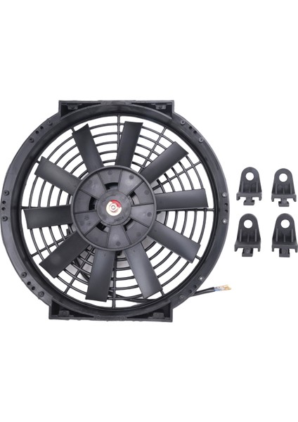 10 Inç 12V 80W 2100RPM Evrensel Düz Siyah Bıçak Elektrikli Soğutma Radyatör Tankı Fan Montaj Kiti (Yurt Dışından)