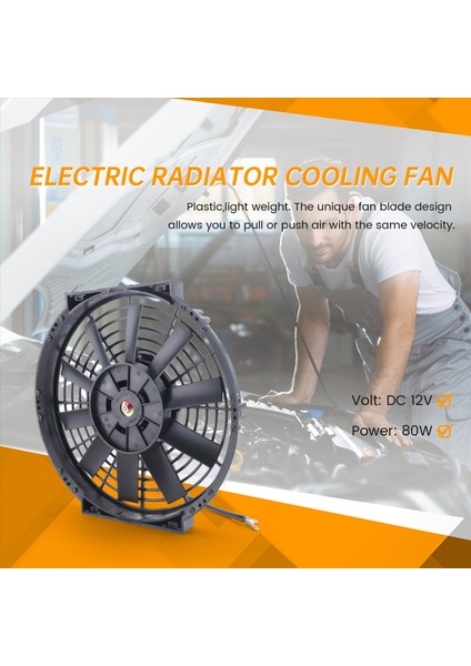 10 Inç 12V 80W 2100RPM Evrensel Düz Siyah Bıçak Elektrikli Soğutma Radyatör Tankı Fan Montaj Kiti (Yurt Dışından) fırsatları