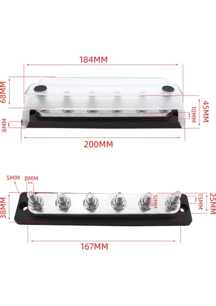 Rv Yat 6 Yollu Dc Busbar M8 Stud Otomotiv Parçaları Naylon Alev Endişeli Bassbar (Yurt Dışından) fiyatları