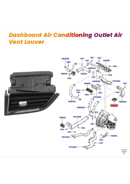 Gösterge Tablosu Hava Havalandırıcı Ford Edge 2010-2014 Klima Çıkışı BT4Z-19893-BC BT4Z19893AE BT4Z-199-1993-AF Doğru (Yurt Dışından) fırsatları