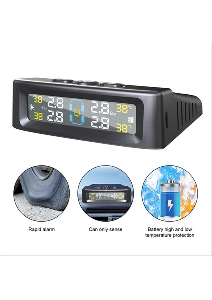 Sıcaklık Uyarısı Yakıt Tasarruf Basınç Izleme Sistemi Güneş Tpms 4 Harici Sensörler Araç Lastik Basınç Monitörü A (Yurt Dışından) fırsatları