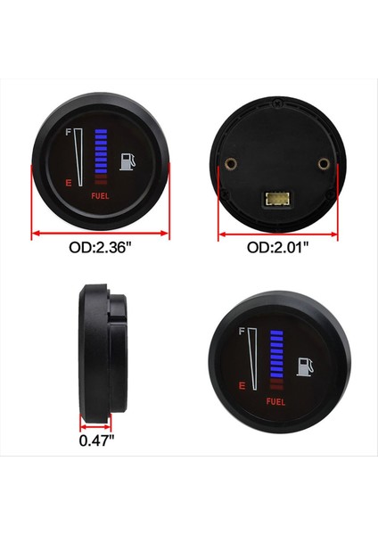 12V 2inch 52MM Ultra Ince Araç Motosiklet Yakıt Seviye Ölçer Göstergesi 8 LED Işık Yakıt Göstergesi (Yurt Dışından) fiyatları