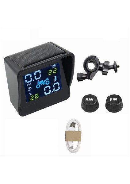Motosiklet Güneş Lastik Basınç Sıcaklık Izleme Sistemi Tpms Sensör Kiti Motosiklet Lastiği Basıncı Için USB Şarj (Yurt Dışından) indirimleri