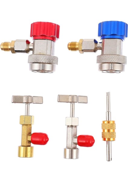 Otomotiv R134A Tank Musluk Valfi Hızlı Kuplör ve Valf Çekirdek Çıkarma Aracı ile Soğutucu Şarj Kiti (Yurt Dışından)