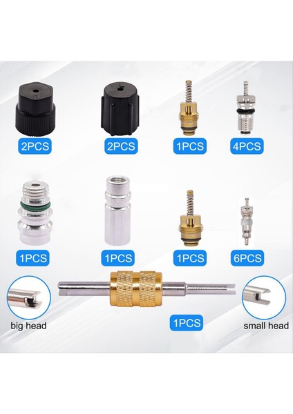 19PCS Klima Valf Çekirdek Araç Ac R12 R134A Soğutma Valfı Kök Çekirdekleri Servis Şarj Port Conta Kapakları Kiti (Yurt Dışından) fırsatları