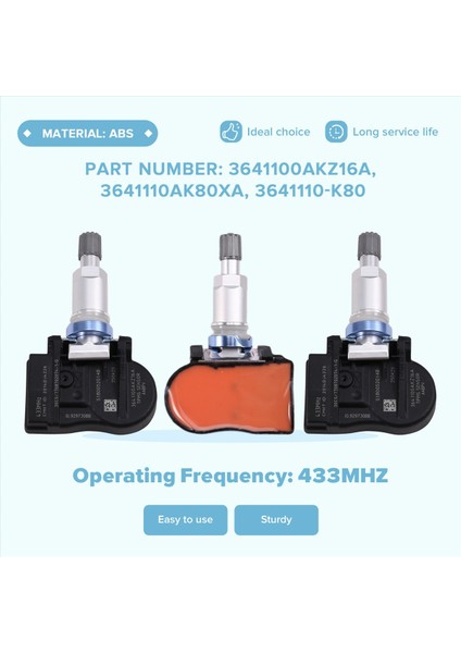 4pcs Tpms Lastik Basınç Monitör Sensörü 3641100AKZ16A 433MHZ Büyük Duvar Kanadı Için C50 Haval H6 M6 (Yurt Dışından) modelleri