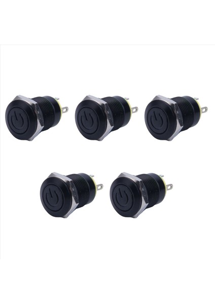 5x 12V 2A 9 5mm LED Metal Kapak Güç Anlık Push Düğme Anahtarı Arabası Dıy Modifiye Sarı (Yurt Dışından)