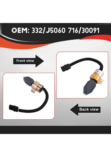 332/J5060 716/30091 24V Yakıt Jcb JS130 JS160 JS180 JS240 JS260 JS330 Flameout Solenoid Valf (Yurt Dışından) indirimleri