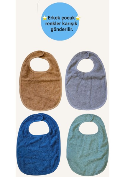 4 lü erkek bebek-cocuk Havlu Kolsuz Mama Önlüğü 27x37 Cm/renkler Karışık Gönderilir