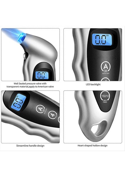 Dijital Araba Lastik Lastik Hava Basınç Gösterge Ölçer LCD Ekran Manometre Barometreler Test Cihazı Kamyon Motosiklet Kırmızı (Yurt Dışından) indirimleri