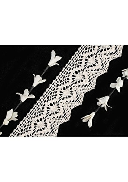 Pamuk Krem Renkli Dantel 10 mt Oeko-tex Standard 100 Belgesiyle indirimleri