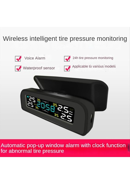 Lastik Sıcaklık Lastik Basınç Monitörü Araba Evrensel Lastik Denetim Monitörü Kablosuz Güneş Enerjisi Harici Zaman (Yurt Dışından) indirimleri