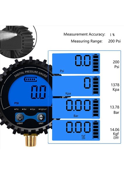 4x Lastik Basınç Göstergesi Dijital Lastik Test Cihazı Display Hava Basınçlı Manometre Hızlı Bağlantı Bağlantı Ipliği 1/4 (Yurt Dışından) fiyatları