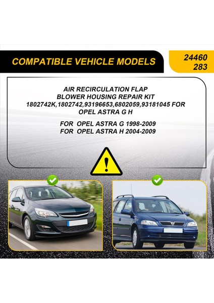 Hava Devridaim Flep Üfleyici Muhafaza Onarım Kiti 1802742K 1802742 93196653 6802059 93181045 Vauxhall Opel Astra G H (Yurt Dışından) modelleri
