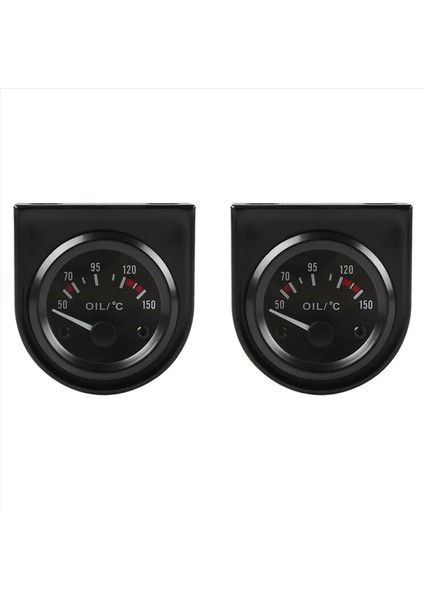 2pcs 2 Inç 52MM 12V Beyaz LED Işaretçi Araç Yağı Sıcaklık Sıcaklık Göstergesi Siyah (Yurt Dışından)