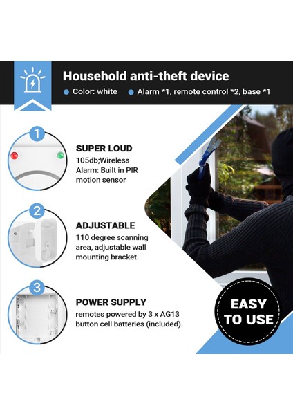 Kızılötesi Hareket Sensörü Alarmı - Ev/garajlar/dükkanlar Için Uygun 2 Uzaktan Kumandalı Hırsız Alarmı (Yurt Dışından) fırsatları