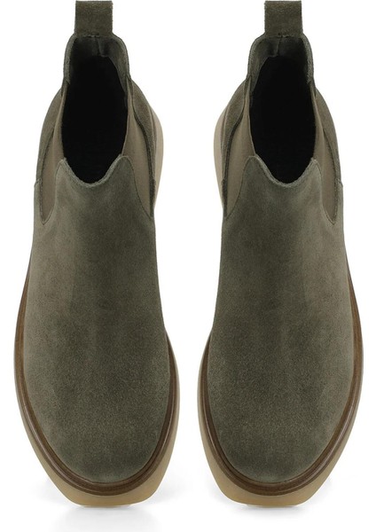 101923790 Mery Haki Nubuk Kadın Hakiki Deri Bot