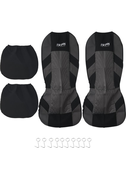 4 Adet Tam Gri Araba Koltuk Kapağı Koltuk Koruma Araç Aksesuarları Harf Nakış Ön Koltuklu (Yurt Dışından)