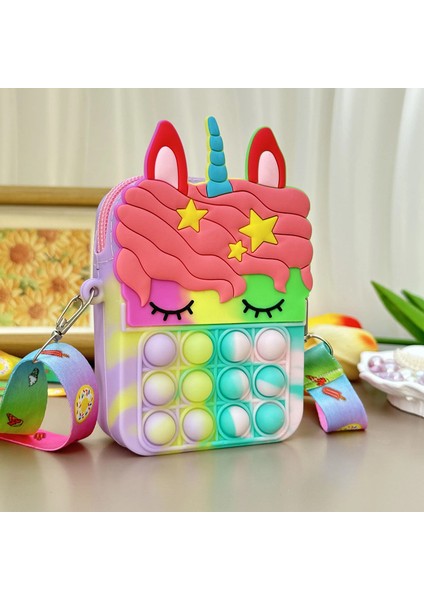 Unicorn Crossbody Bag Girl Crossbody Torba Oyuncak Anti Stres Basit Dent Stres Rahatlatma Çocuk Para Cüzdanı Dekompresyon Oyuncak Renk: Renk 4 (Yurt Dışından)