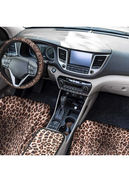 15PCS Leopar Baskı Araba Koltuk Kapağı Kiti Araç Direksiyon Simidi Kapağı Emniyet Kemer Pedleri Barınaklar Kol Tabancası Pedi ve Anahtarlık (Yurt Dışından) modelleri