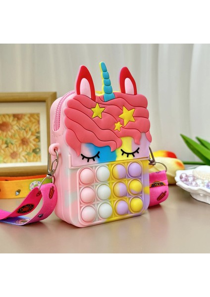 Unicorn Crossbody Bag Girl Crossbody Bag Toy Oyuncak Anti Stres Basit Dent Stres Rahatlatma Çocuk Madeni Para Cüzdan Dekompresyon Oyuncak Renk: Renk 3 (Yurt Dışından)