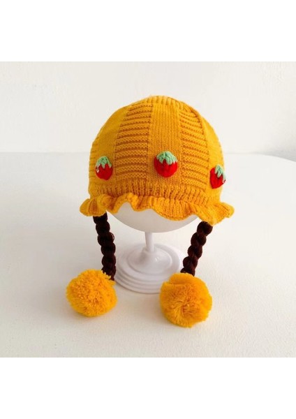 Bebek Şapkası Sonbahar ve Kış Modelleri Kız Bebek Sevimli Süper Sevimli Peruk Örgü Kış Kulak Koruma Örme Kap Bebekler ve Küçük Çocuklar Sıcak Tutmak Için (Yurt Dışından)