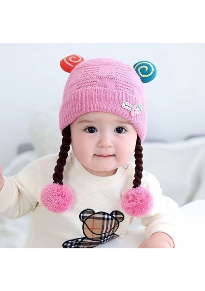 Bebek Şapkası Sonbahar ve Kış Modelleri Kız Bebek Sevimli Süper Sevimli Peruk Örgü Kış Kulak Koruma Örme Kap Bebekler ve Küçük Çocuklar Sıcak Tutmak Için (Yurt Dışından)