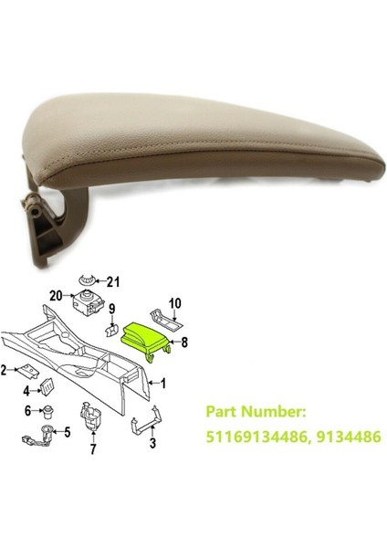 Deri Koltuk Merkezi Kutu Konsolu Kapak Kapağı For-Bmw 3 Serisi E90 E91 E92 E93 2005-2013 Bej (Yurt Dışından) modelleri