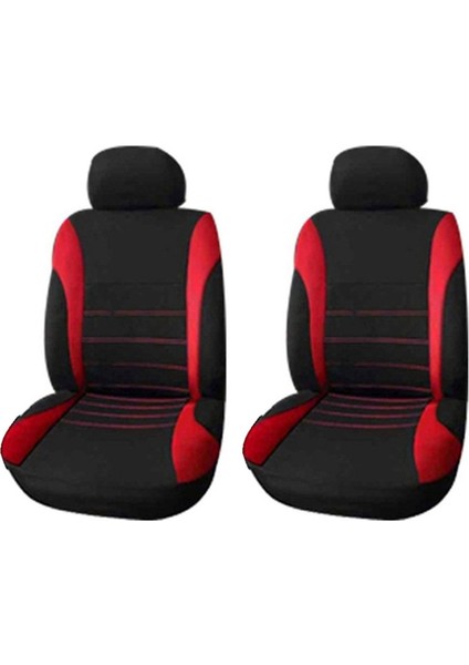 Ön Araba Koltuk Kapakları Ön Hava Yastığı Hazır Spor Kova Koltuk Kapağı 4 Parçalı Set Otomobiller Koltuk Kapakları (Siyah + Kırmızı) (Yurt Dışından)
