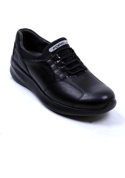 54501-G Siyah Kadın Hakiki Deri Ayakkabı