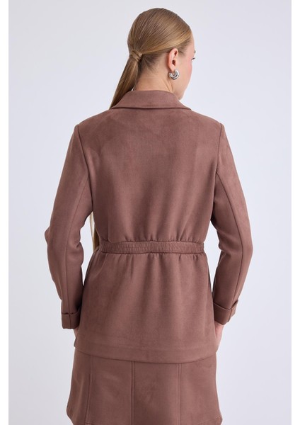 Belden Bağlamalı Süet Ceket